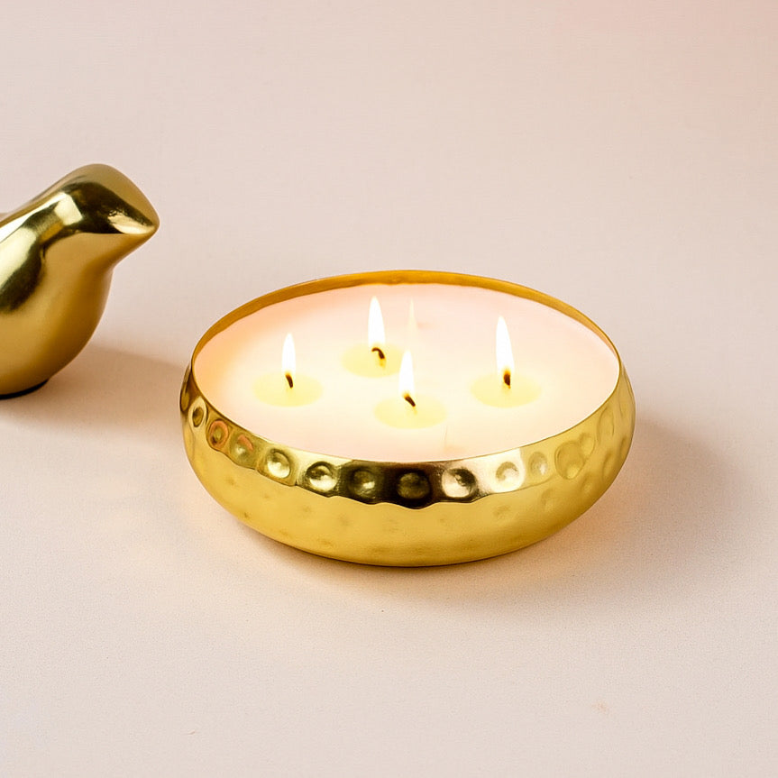 Urli Candle - 5 inches Round hammered shaped