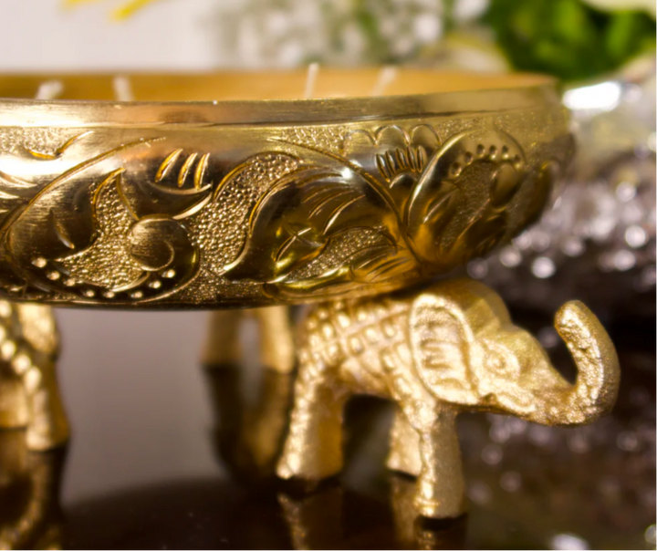 3 Elephant Urli Candle - 8 Inches