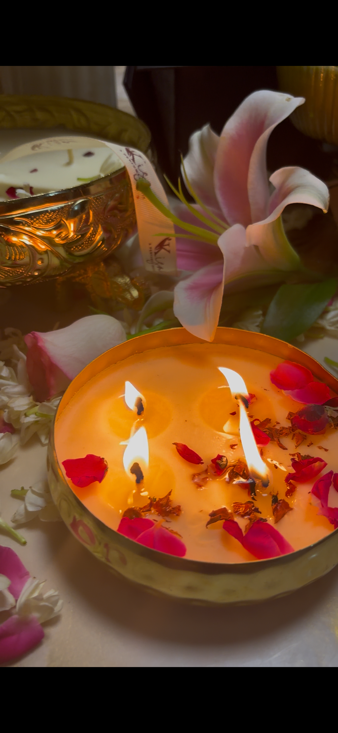 Urli Candle - 5 inches Round hammered shaped