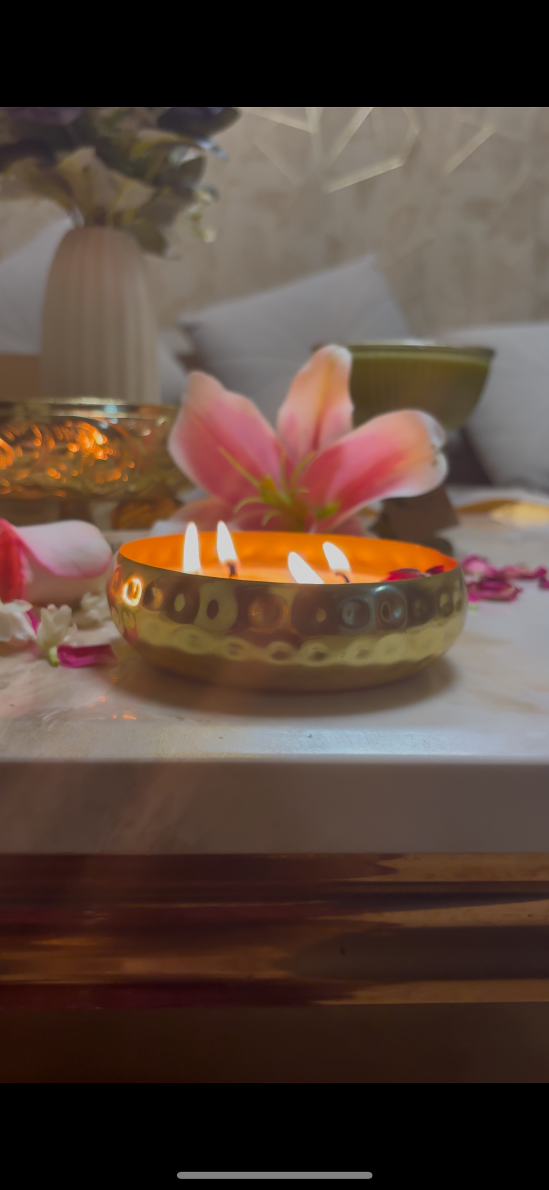 Urli Candle - 5 inches Round hammered shaped