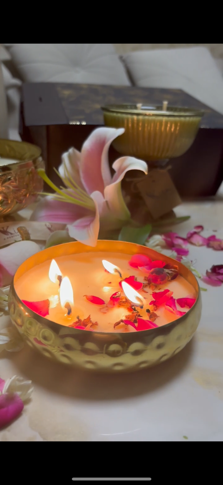 Urli Candle - 5 inches Round hammered shaped